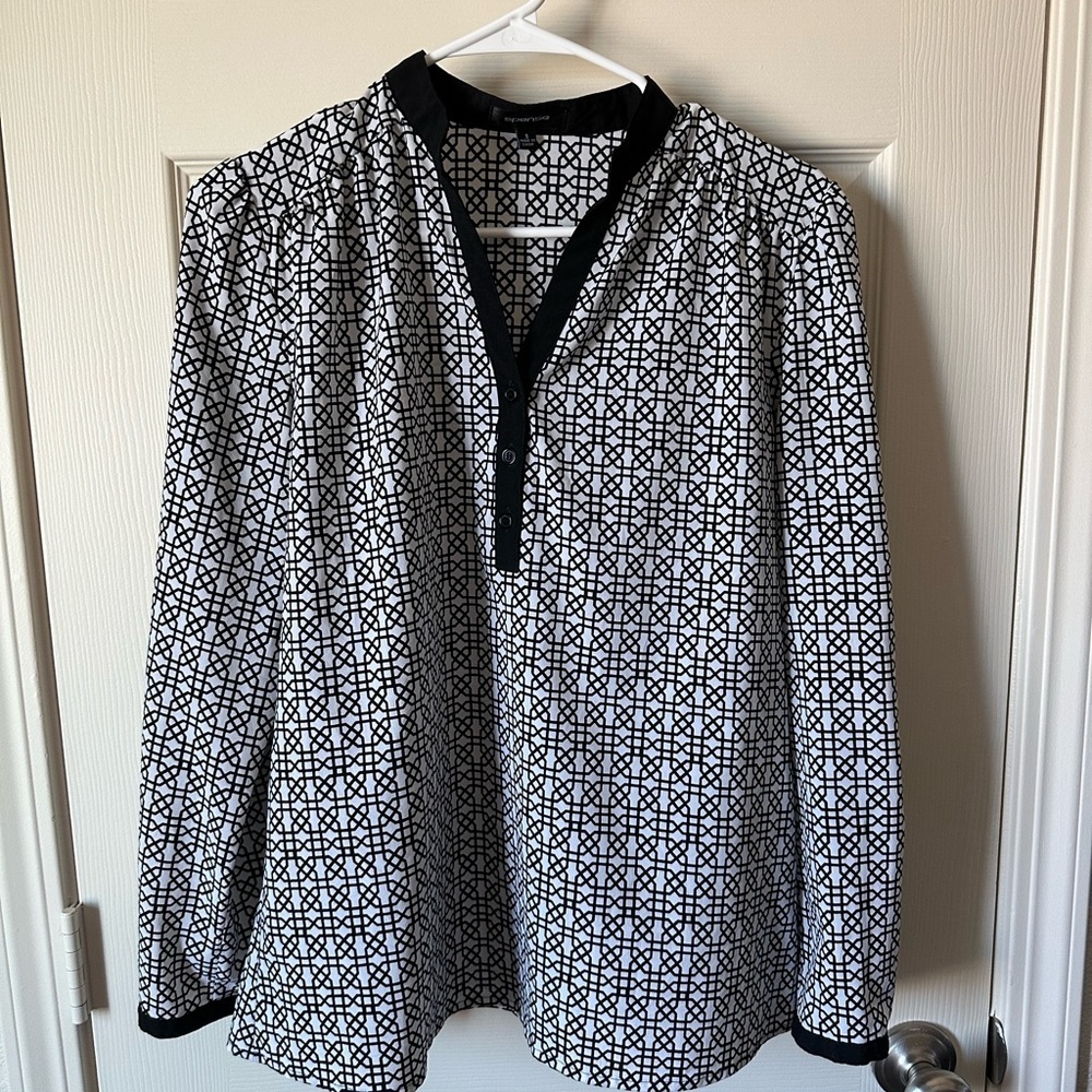 Spense Black & White Blouse Size S | Chic Workwear Top